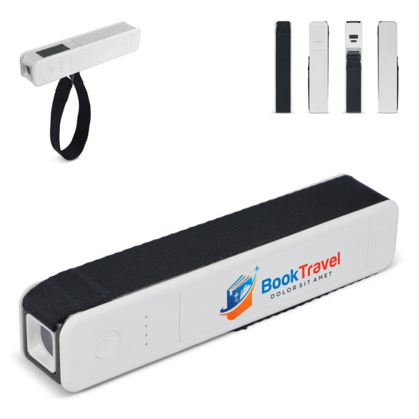 5-in-1 Travel Powerbank 2600 mAh - Kofferwaage - Taschenlampe - Lineal - Temperaturmesser