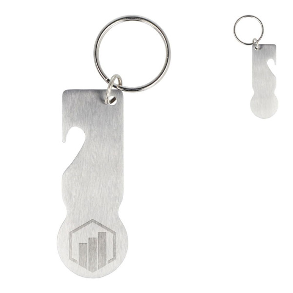 Edelstahl Schlüsselanhänger mit Einkaufswagenlöser