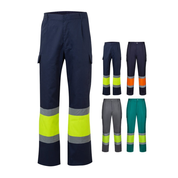 VL ARTEMIS. Zweifarbige Hose aus Twill (190g/m²), Baumwolle (20%) und Polyester (80%)